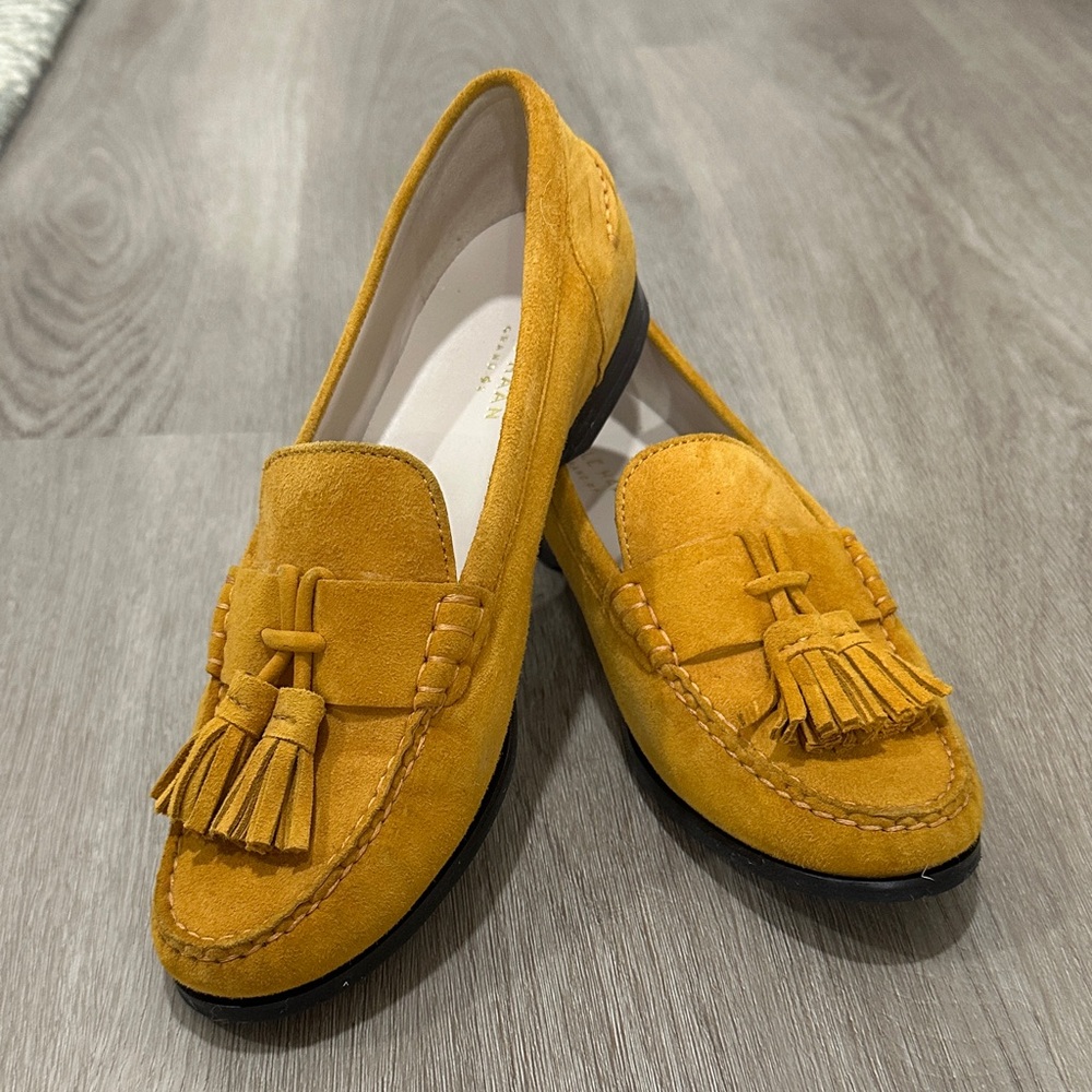 Cole Haan Mustard Suede Tassel Loafers
